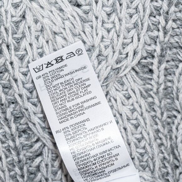 REISS Esme Cable Knit V-Neck Jumper Sweater in Gray Women's size Medium - Picture 7 of 11